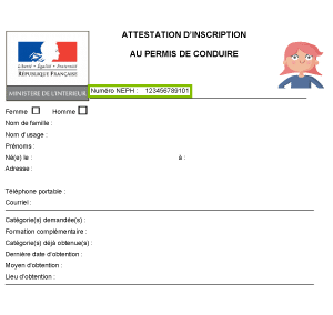 Comment s'inscrire au code de la route ? 2 Code-NEPH-attestation-inscription